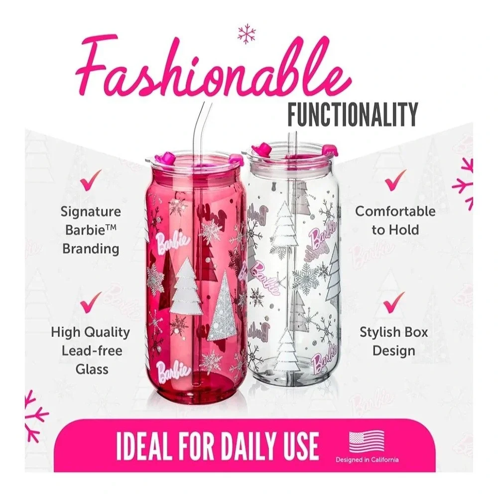Barbie Christmas Drinking Glasses Set of 2 – 20oz Tumblers Dragon‎ Glassware